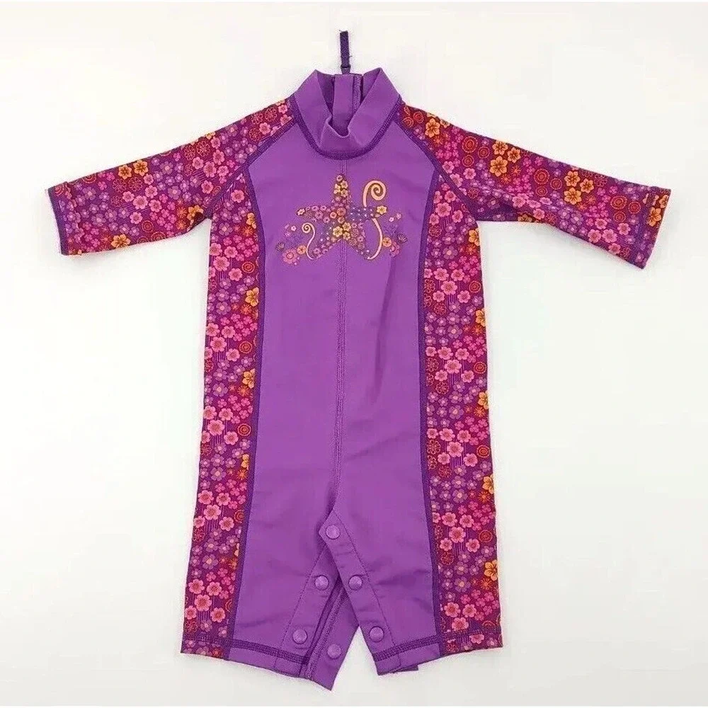 Rei Rashguard Suit Baby Girl 12 Months Infants Purple Sea-Floral Print One Piece